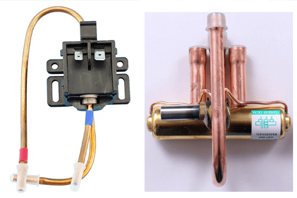 refrigerator solenoid valve (left) and heat pump reversing valve (right)